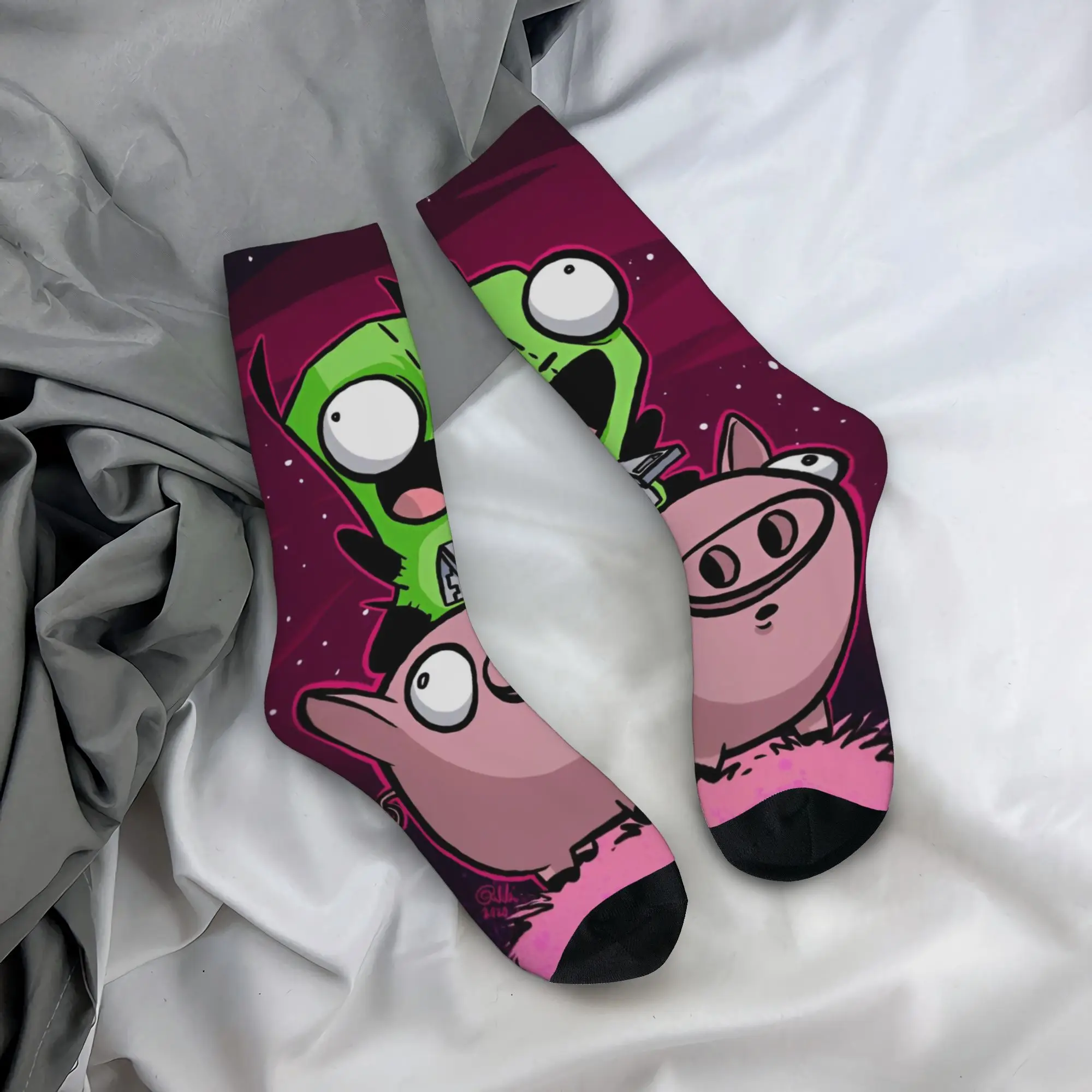 Winter Warm Crazy Design Men's Women's Invaders Zim Gir Socks  Breathable Sports Socks