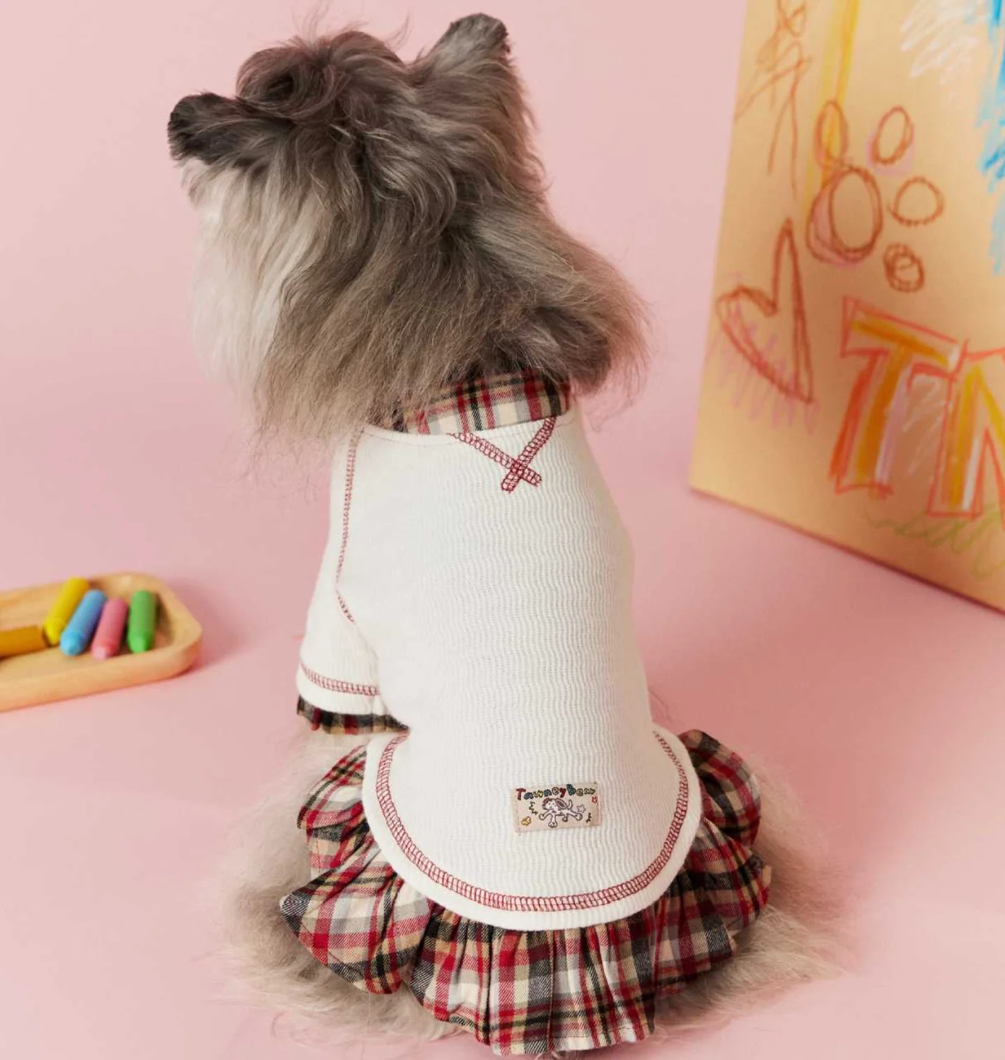 

Элегантная клетчатая искусственная двухсекционная юбка для собаки | Теплая осенне-зимняя майка для домашних животных, подходит для шнауцера, Тедди, Бишон, померанского шпица