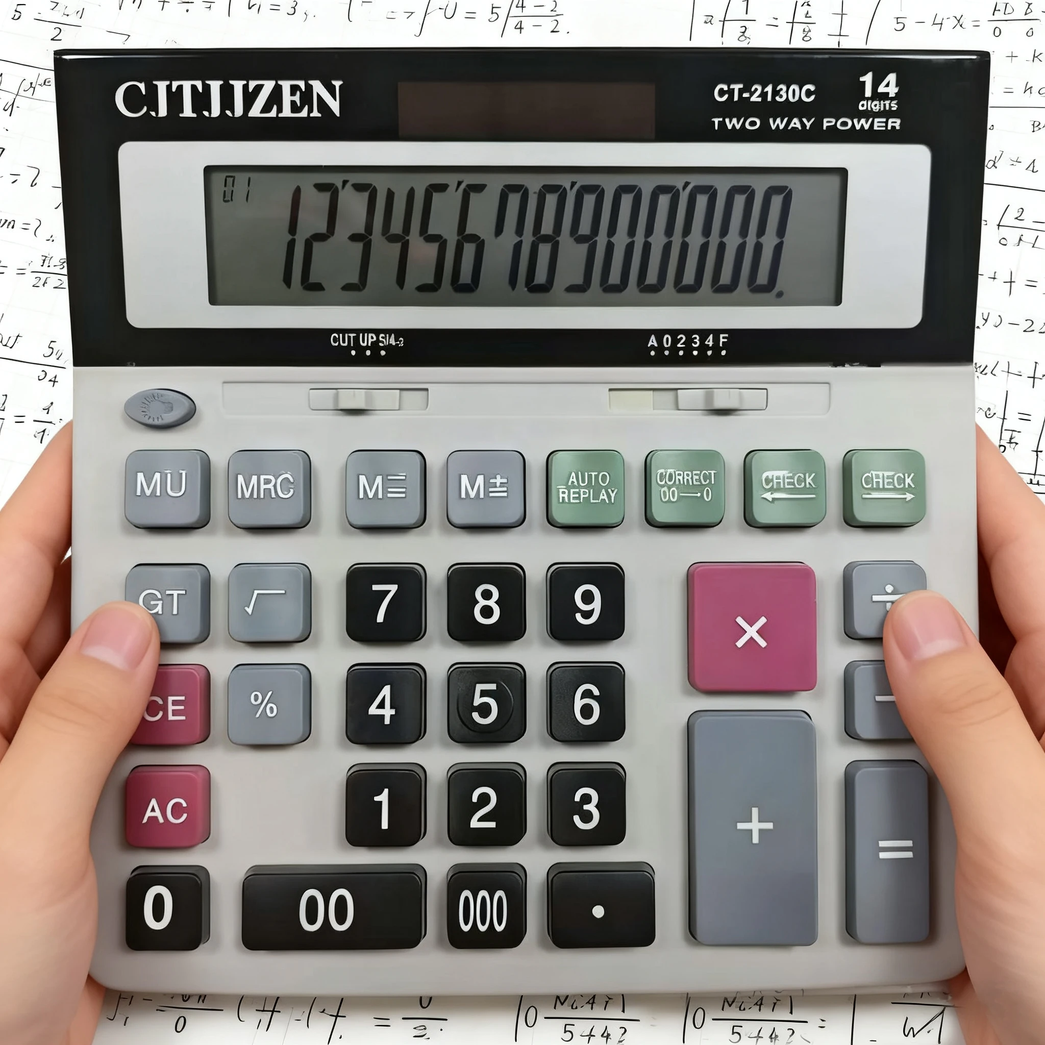 14-Digit Electronic Calculator with Dual Solar and Battery Power Supply, Suitable for Office, School, and Accounting Use