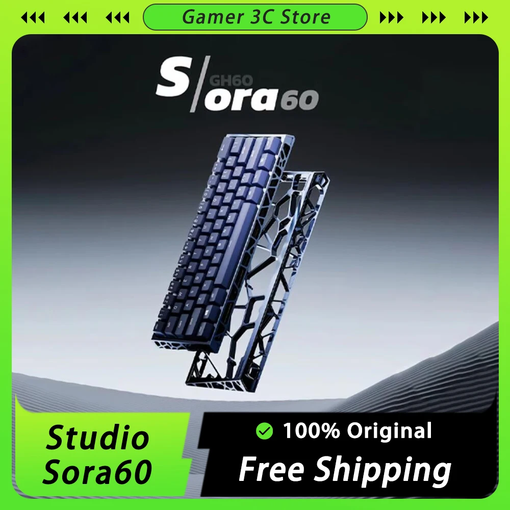 UR Studio Sora60 Mechanical Keyboard Shell CNC Aluminium Alloy Hollow Out Keyboard Shell Keyboard Case GH60 PC Custom Accessory