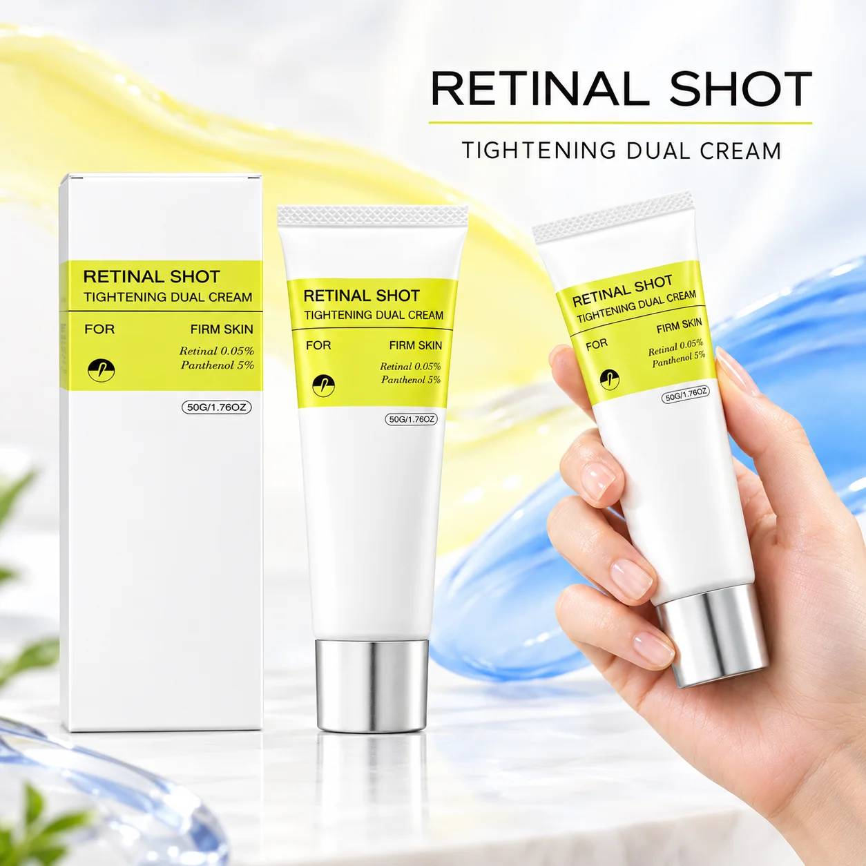 Retinal Shot Tightening Dual Cream,Deep Hydrating Cream for Wrinkles Care,Firming Lifting Moisturizer with Collagen & Panthenol
