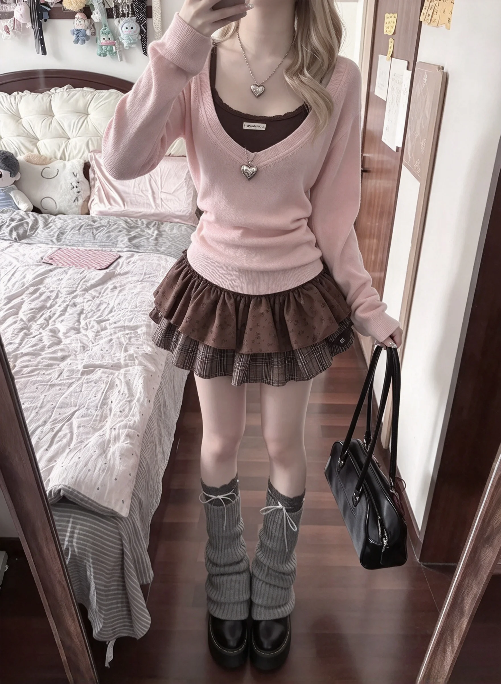 2026 Women Cute Subculture 2Pcs Outfit Japanese Sweet Preppy Bow Top Y2K Mini Skirt Korean American Retro Lace Patchwork Suit