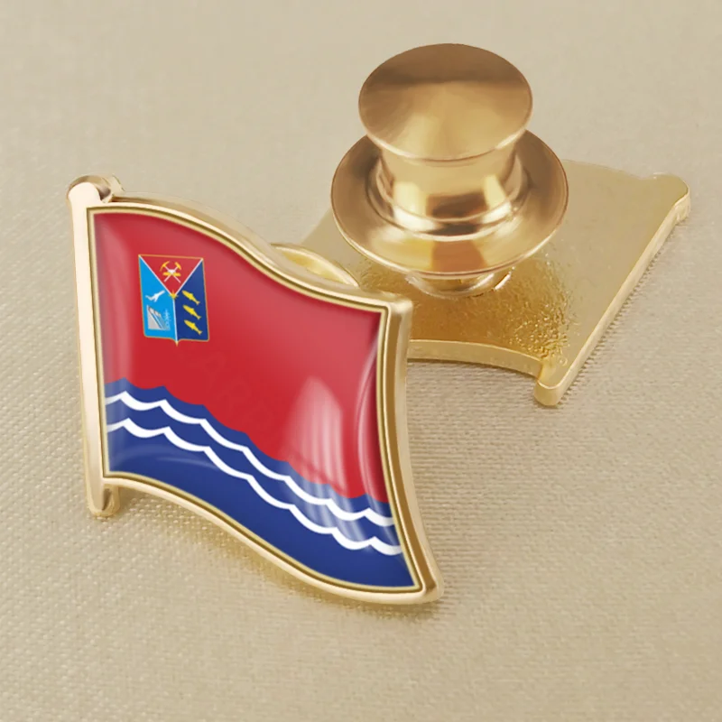 Coat of Arms of Magadan Oblast of Russian Federation Flag Lapel Pins Broochs Badges