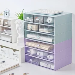 Drawer Type Desktop Storage Box Plastic Stationery Cosmetic Organizer Free Combination Multi-layer Stackable Jewelry Box