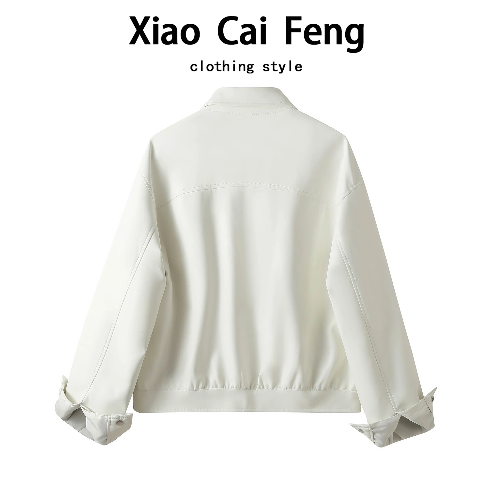 Pink PU Leather Jaet Women's ort Sle Casual Biker Clothes Loose Slimming Versatile Spring Autumn Season Faion Outerwear