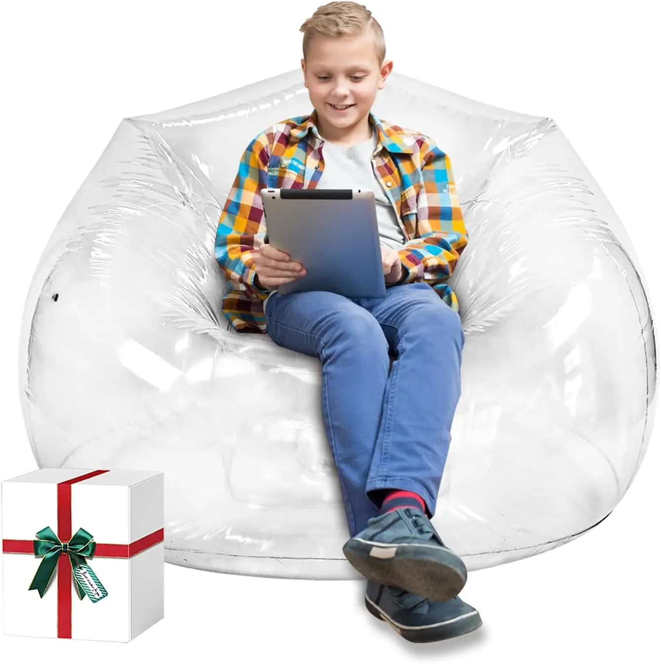 

Inflatable Transparent Sofa Chair - Portable Lounge Couch And Bean Bag For Camping, Movie Nights, Parties, Kids' Rooms, Game