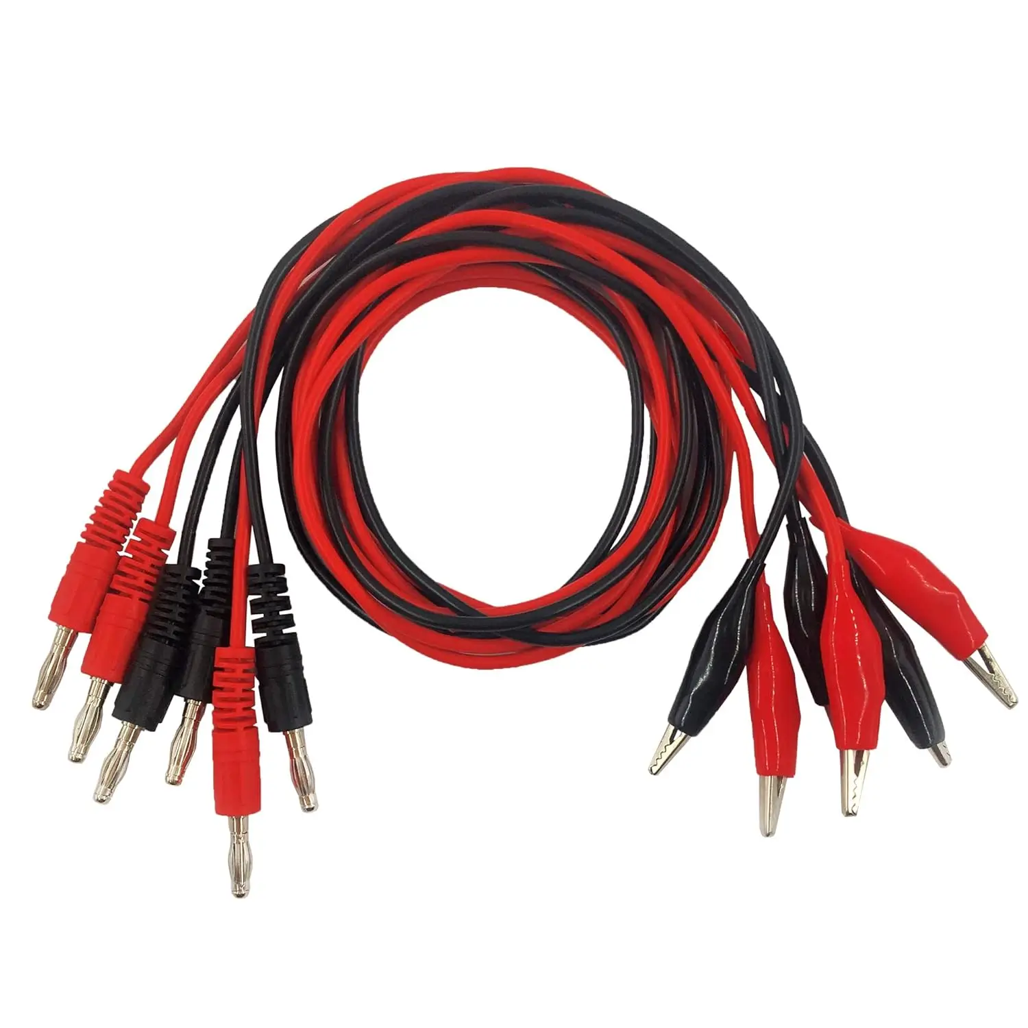 4 pçs 1m jacaré cilp para banana plug cabo de teste conector de chumbo duplo testador sonda crocodilo clipe para multímetro ferramenta medida