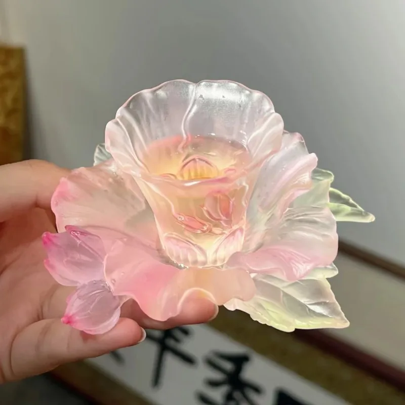 

Twelve Flowers God Hibiscus Cup Coaster and Coaster Combination Tea Tasting Kung Fu Cup Glazed Crafts Ornament Gifts