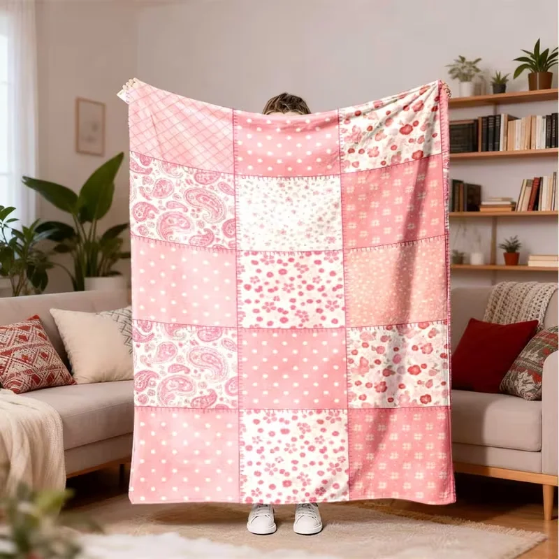 Light Pink Leopard Bow Heart Blanket Cute Girly Cheetah Print Soft Cozy Room Decor Blanket For Bedroom Dorm Nap Use