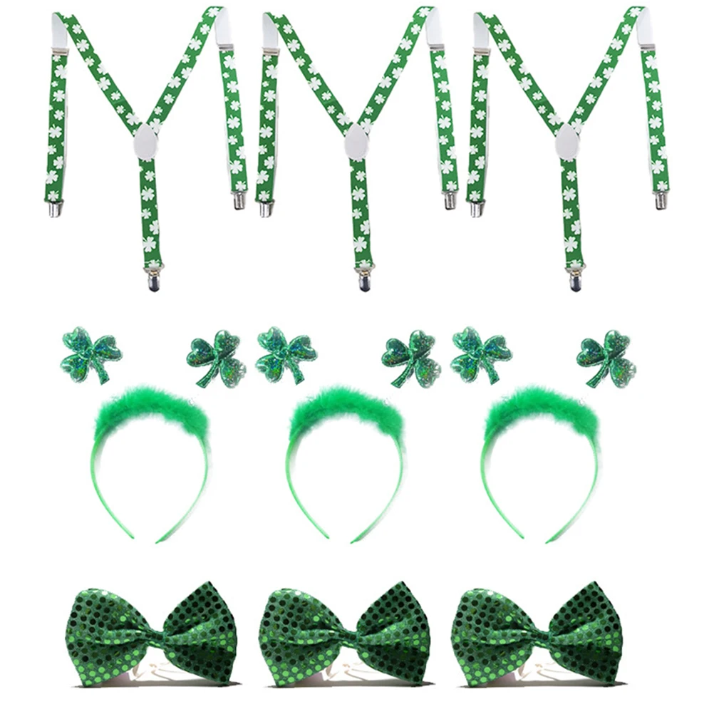 

9 Pcs Elastic Suspenders Strap Costume Headband Bow Tie Set for Party Headdress Fashion Comfortable Adjustable