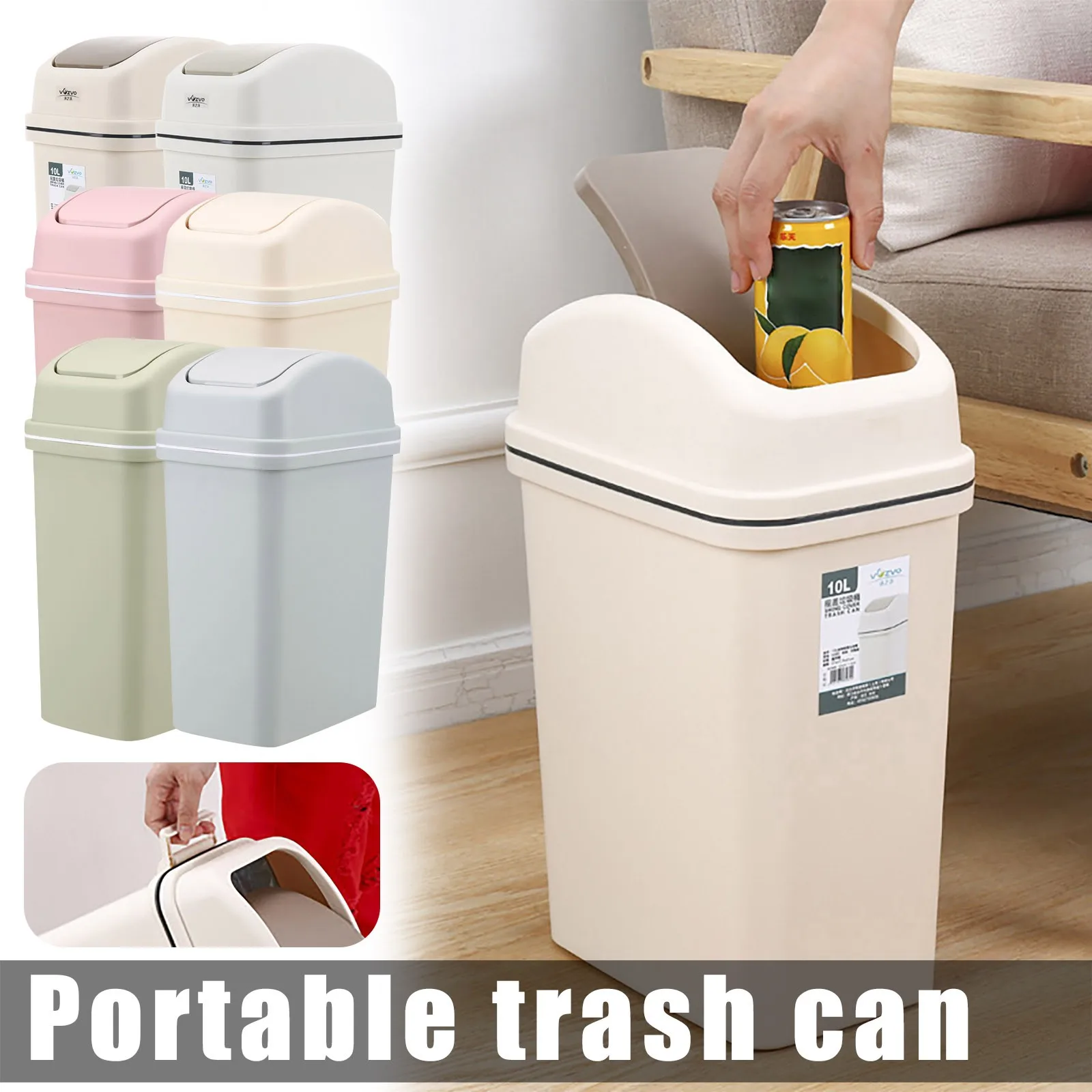 Trash Can Household Large Capacity Creative Swing Lid Trash Can European Style Bathroom Trash Can Sealing Strip