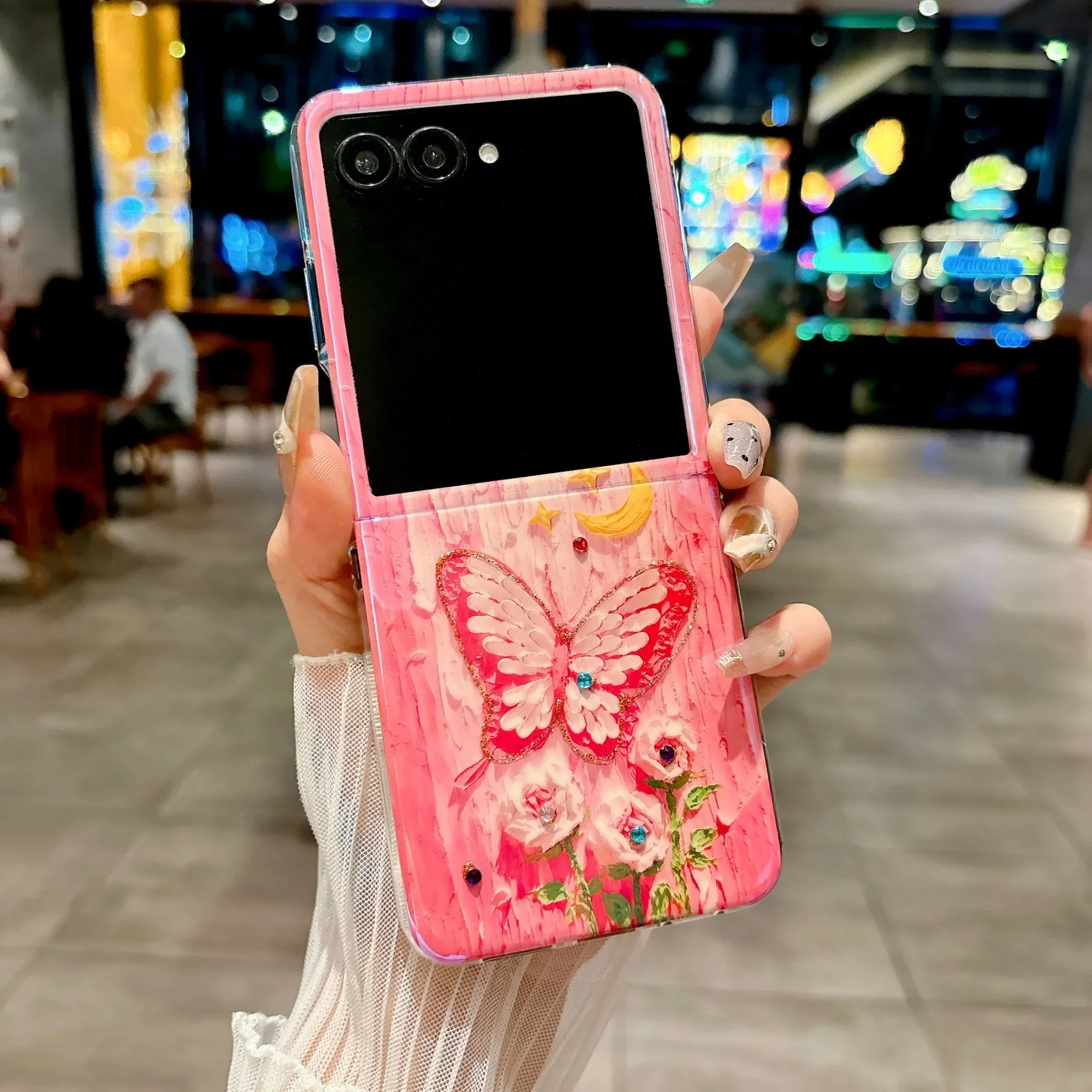 Colorful Oil Painting Cute Butterfly Case For Motorola Razr 50 Ultra 60 Ultra 2025 Plus 2025 Plus Candy Color Hard PC Cover