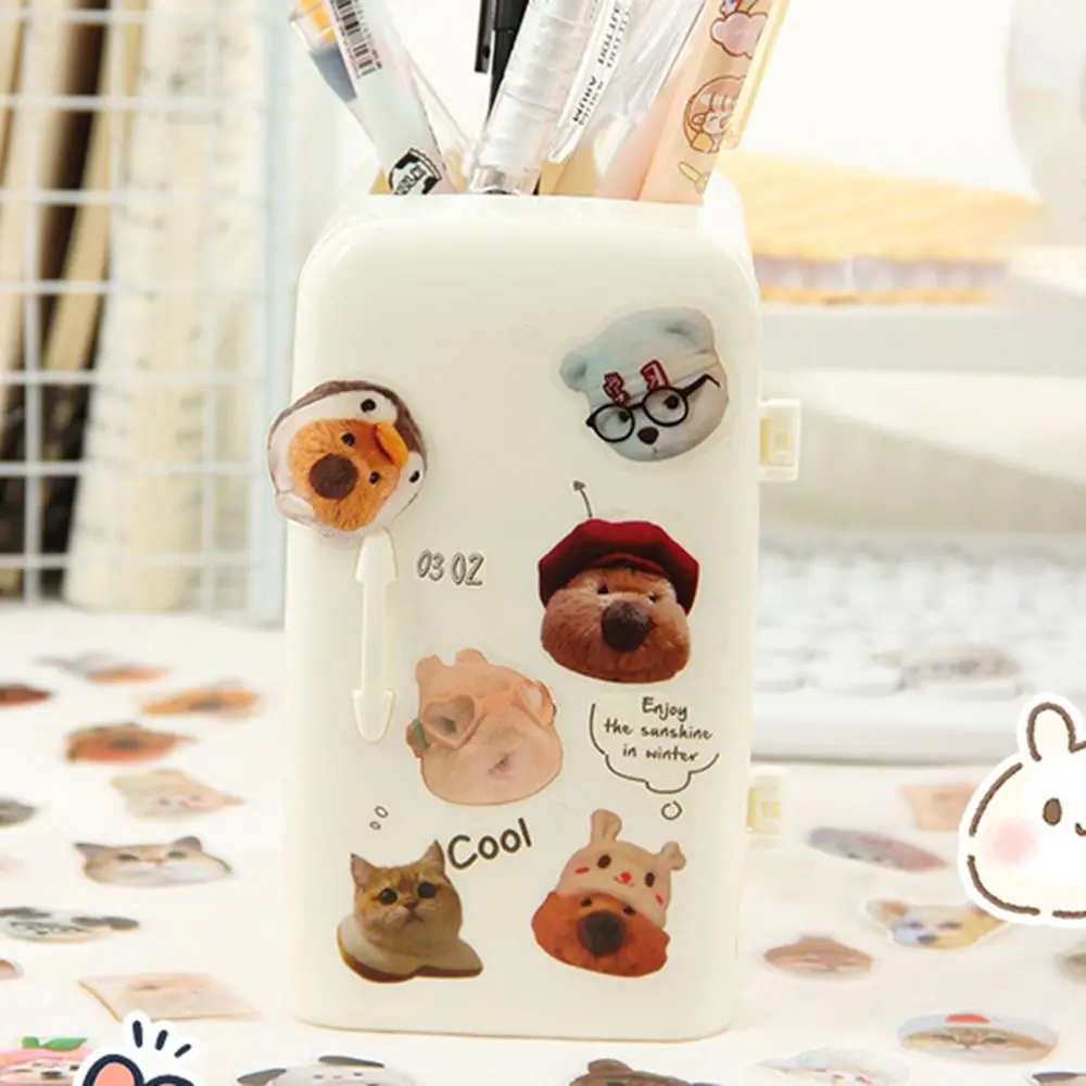 40 Sheets/Bag Playful Puppy Hand Ledger Sticker Bag Cute Fashion Cartoon Animals Stickers Self-adhesive Kitty