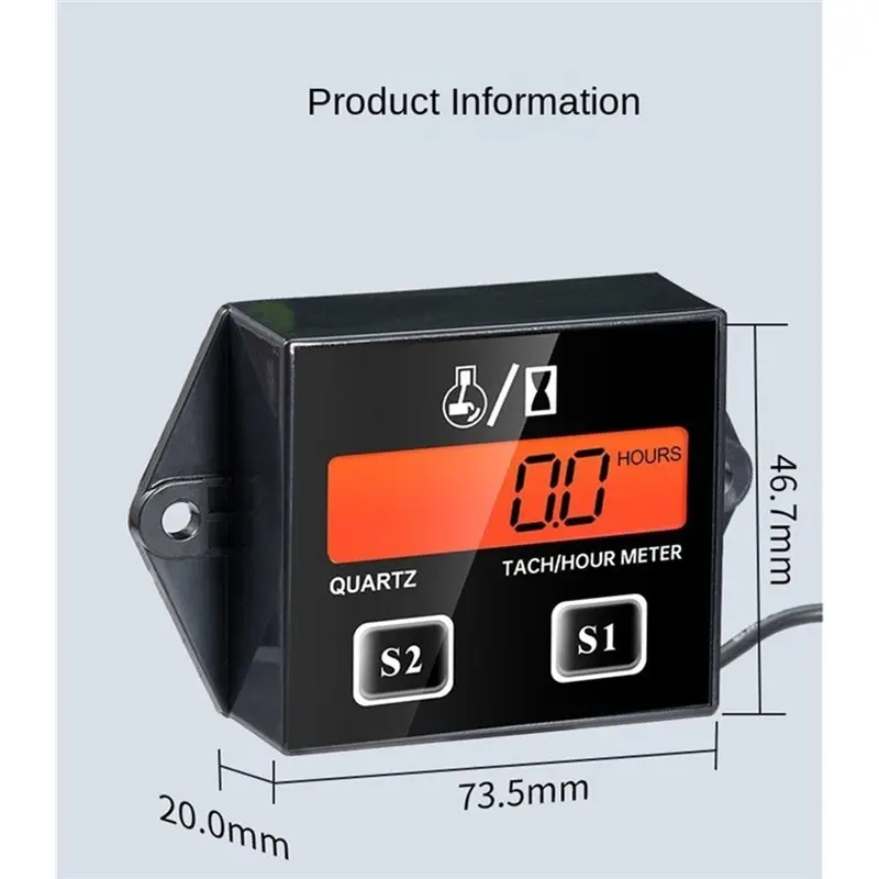 Digital Engine Tachometer Gauge LCD Display RPM For Car Motorcycle Stroke Engine Boat ATV Moto Hour Meter Tach Meter