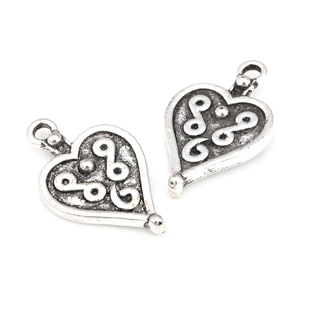 Antike Bronze Vintage Stil Zinklegierung Herz Charms Anhänger Diy Schmuckherstellung Zubehör Halskette Ohrringe Zubehör