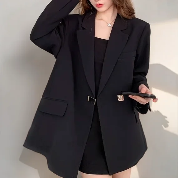 

Blazers Womans Classic Linen Korean Silk Maxi Evening Italian Shell Button Cuff Links Solid Color Ivory White Cuffed Party Loose