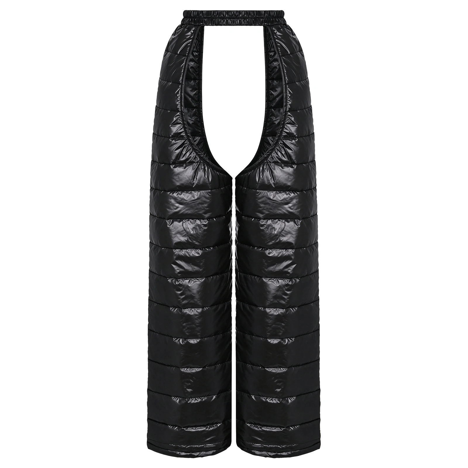 Women Padded Jazz Pants Water Resistant Elastic Waistband Open Crotch Trousers for Carnival Club Stage Performance Rave Party
