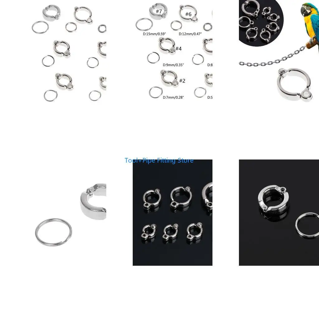 F92B Bird Leg Rings Metal Foot Clip Fly Training Accessories for Conure Parakeets