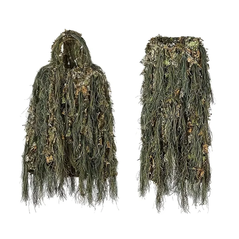 

AU13-Adult Outdoor Ghillie Suit Hunting Cloth Woodland 3D Bionic Leaf Uniform Camouflage Suits Set Photography Clothes