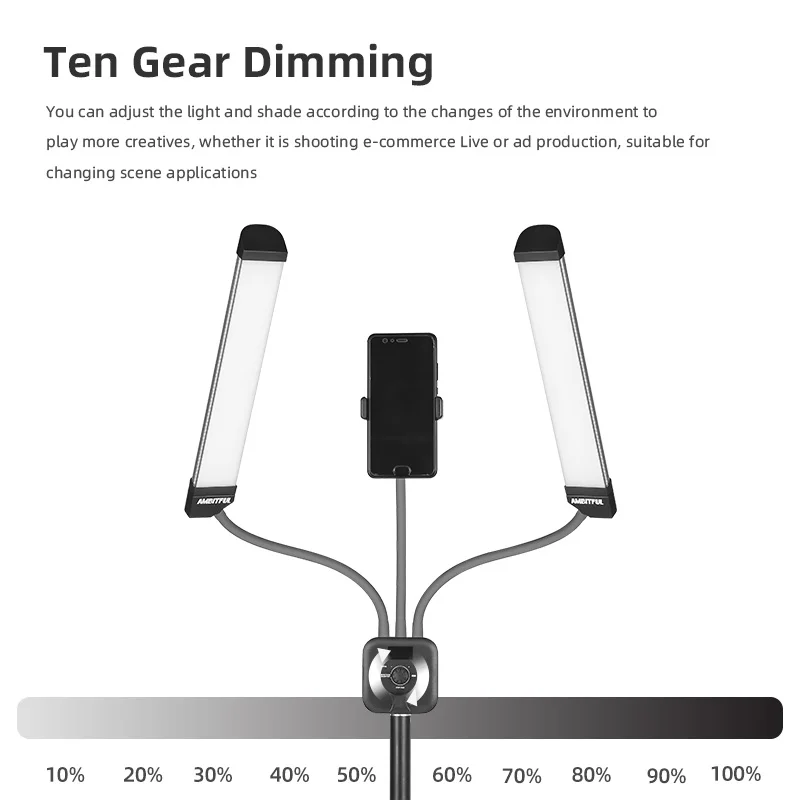 AMBITFUL AL-20 3000K-6000K 40W مزدوجة الأسلحة ملء LED الفيديو الضوئي شرائط طويلة مصباح ليد ليوتيوب Tiktok البث المباشر