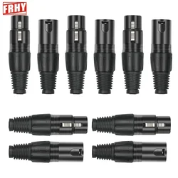 5 Pairs XLR Connectors 3 Pin Male/Female Plugs Audio Mic Microphone Cable Plug Connector Socket Audio Mic Microphone DMX Black