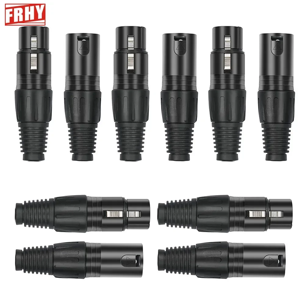 5 Pairs XLR Connectors 3 Pin Male/Female Plugs Audio Mic Microphone Cable Plug Connector Socket Audio Mic Microphone DMX Black