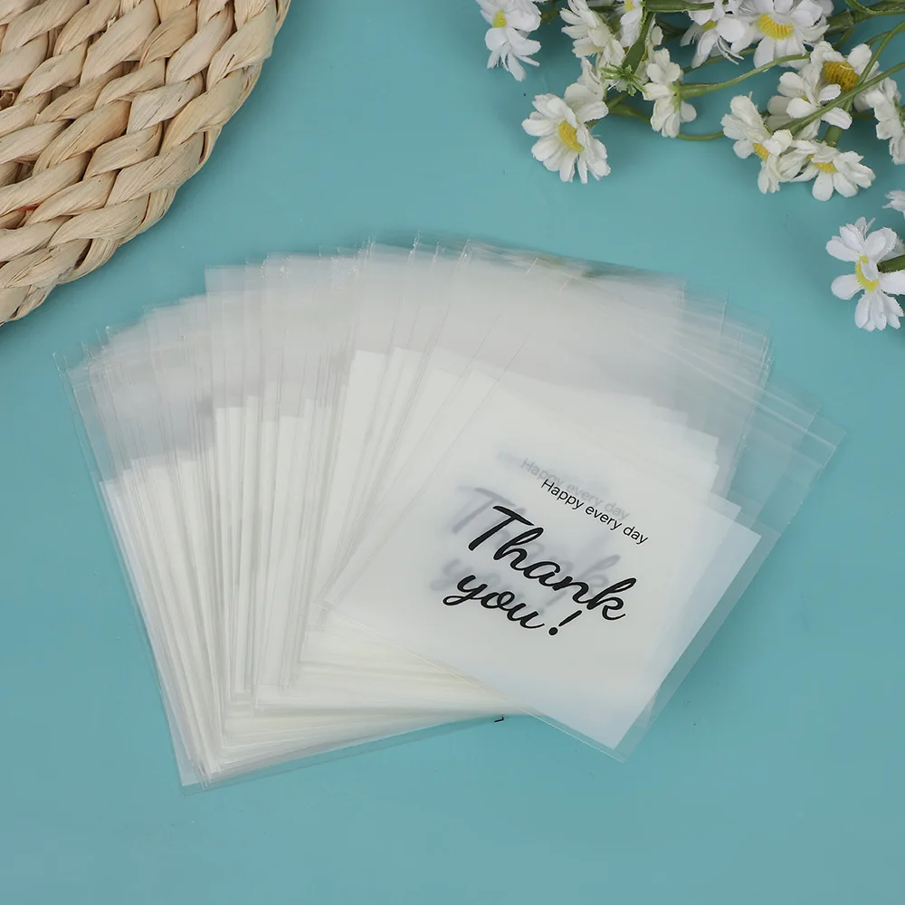 100Pcs/Lot Thank You Self Adhesive Plastic Bags DIY Jewelry Packaging Pouches for Earrings Beads Party Gift Packing