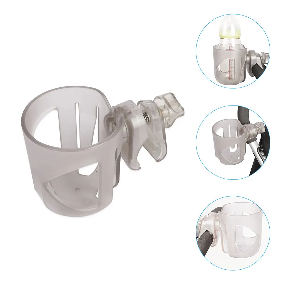 

Baby Stroller Cup Holder Transparent Plastic Drink Holder for Bottles Coffee Mugs Universal Fit Stable Anti-Slip Stroller Cup