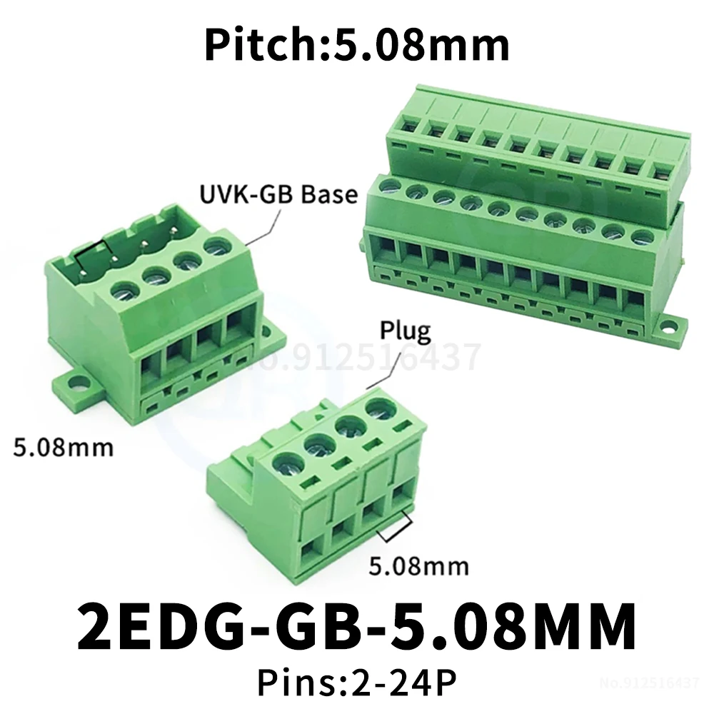 (1 Set) KF 2EDG-GB-5.08mm Solderless Butt Base Plate Fixed Top and Bottom Plug-in UVK Locking Plate Terminal KF2EDGGB 2EDGK 5.08