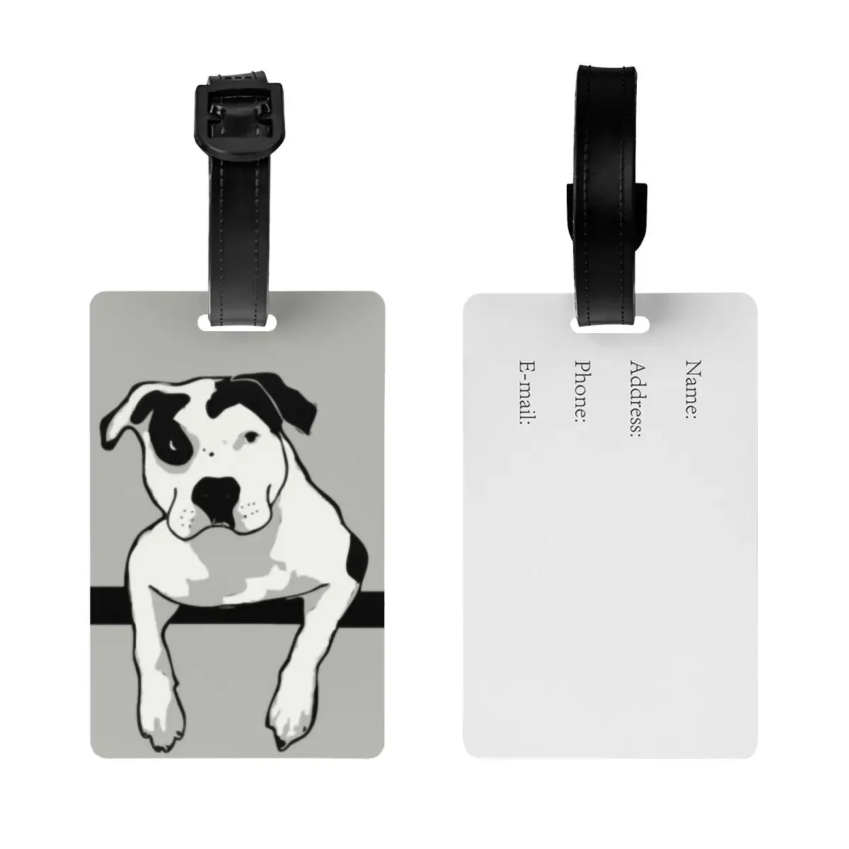 Custom Pit Bull Terrier T-Bone Graphic Luggage Tag Privacy Protection Baggage Tags Travel Bag Labels Suitcase