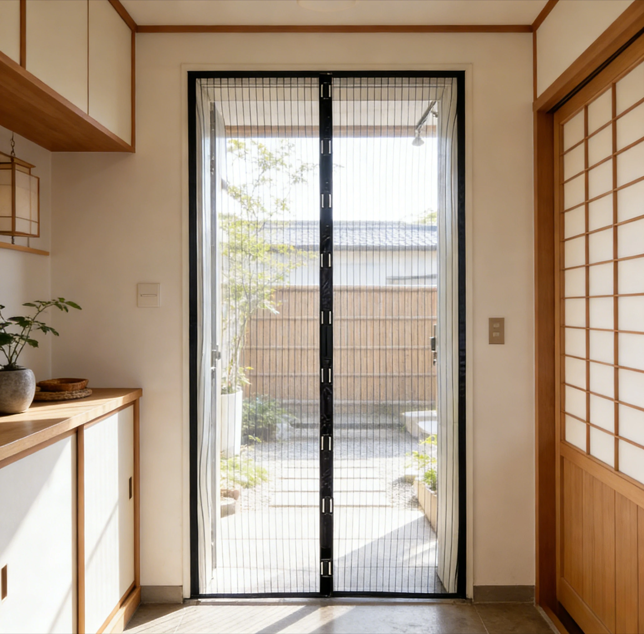 Self Closing Magnetic Screen Door Mesh Hands Free Mesh Curtain Patio Sliding Glass Door Insect Protection for Home Kitchen