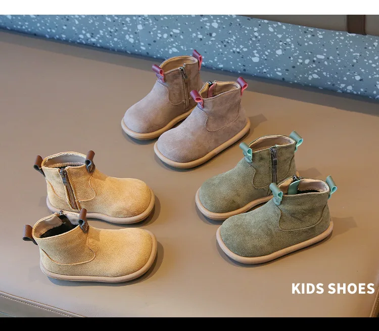 Herbst-Winter Baby Jungen Mädchen Stiefel Oxford Wildleder Kinder Freizeitschuhe Outdoor Rutschfeste Babyschuhe Plüsch Kinder Knöchelstiefel – Detail 9