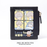 Chibi Love and Deepspace Vegan Leather Anime Wallet Student Girls Bifold RFID Blocking Mini Purse Short Money Clip Zipper Cute