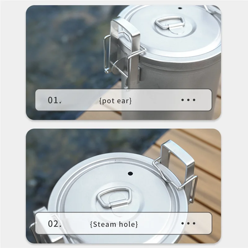 

Camping Pot Cooking Pot Tableware Outdoor Cookware Detachable Multipurpose Pot Silver For Backpacking Camping Hunting Fishing