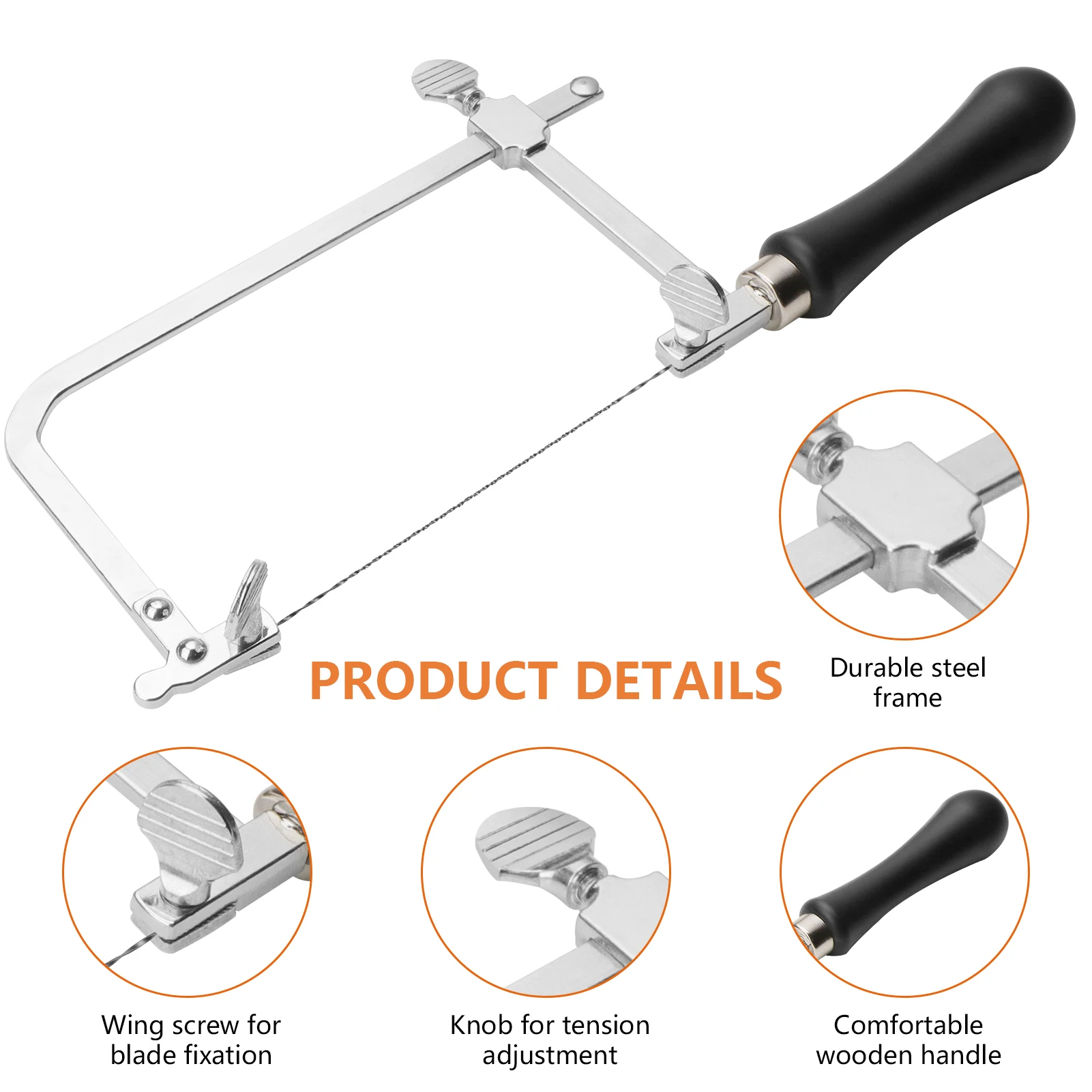 Portable U-shape Saw Bow Hacksaw with 12 Blades DIY Hand Tools Sawbows for Jewelry Craft Wood Glass Tree Trimming Cutting - view 5