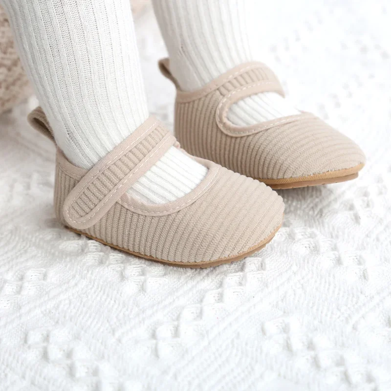 Autumn Baby Girls Boys Non-Slip Corduroy First Walking Shoes Soft Sole Solid Infant Sock Shoes