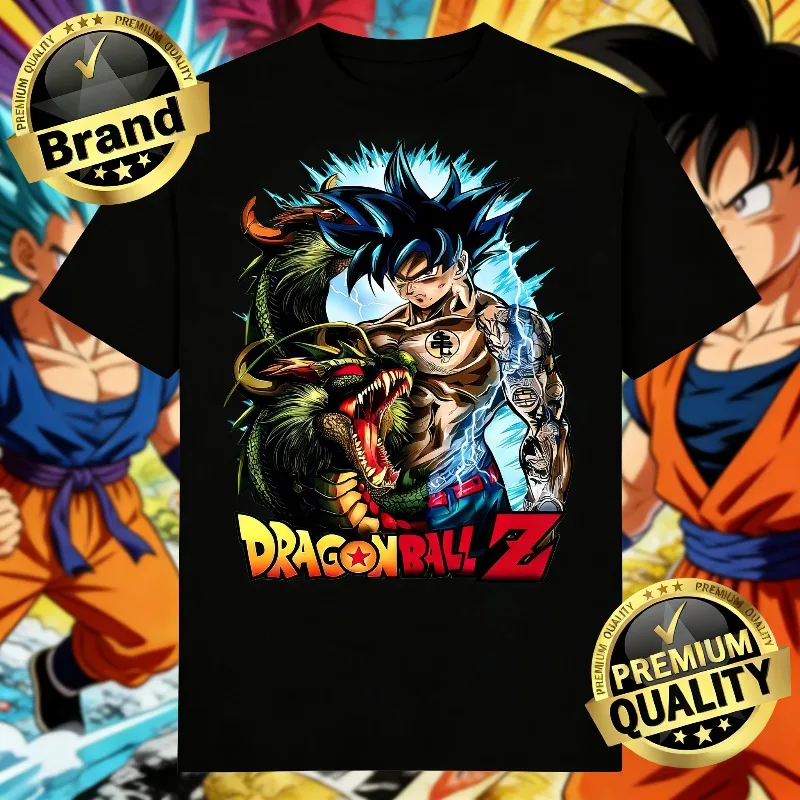 

2026 Summer Dragon Ball Z Premium Cotton T-Shirt Goku&Shenron Anime Print Oversized Casual Unisex&Kids High Quality Graphic Top