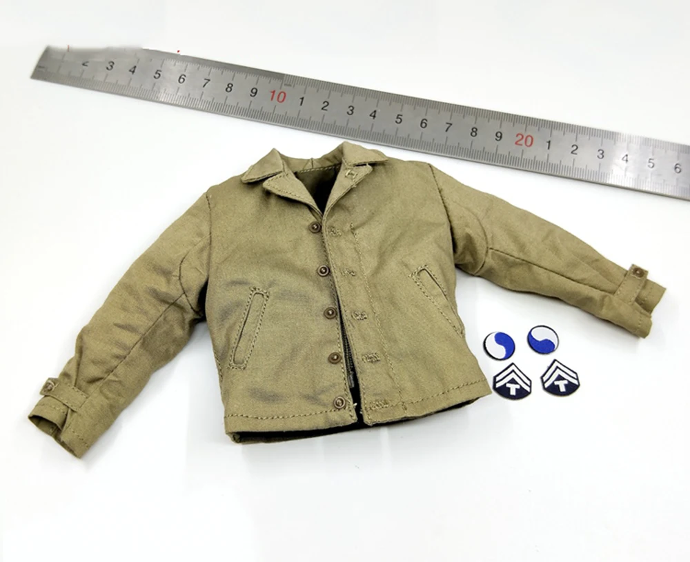 DID A80156 1/6 WWII US 29th Infantry Technician Corporal Upham Battle Jacket Coat with Medals Fit 12