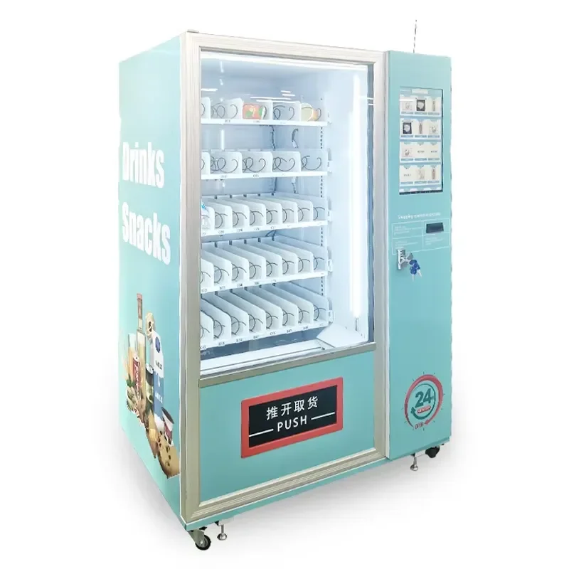24 Hour Smart Combo Vending Machine for Snacks and Beverages Accepting Credit Cards and Coins for Shopping Malls