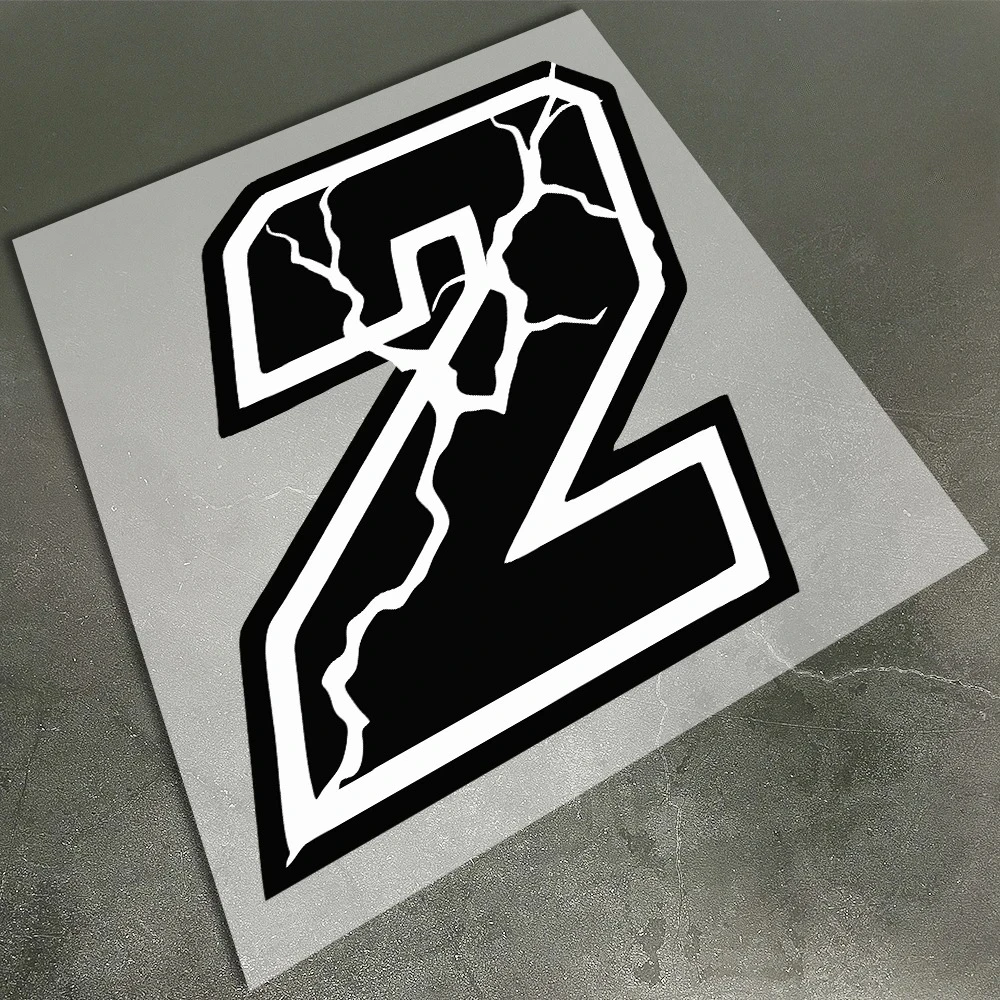 1 Stück Lightning Black Numbers Motorrad-Aufkleber, wasserdicht, für Verkleidungen, Helme, Kotflügel, Kraftstofftank, Roller, Vinyl-Aufkleber