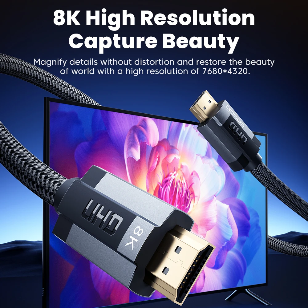 Toocki HDMI 2.1 Compatible Cable For Xiaomi Box PS5 PS4 Laptop Projector 8K@60Hz High Speed HDR HDMI Cable Dolby Vision 48Gbps