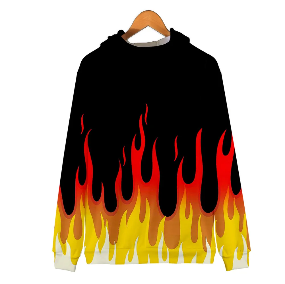 Coat 3D Print Cartoon Red and Yellow Flame Hoodie Men Women Long Sleeve Cosplay Costume Men Jacket Sweatshirts
