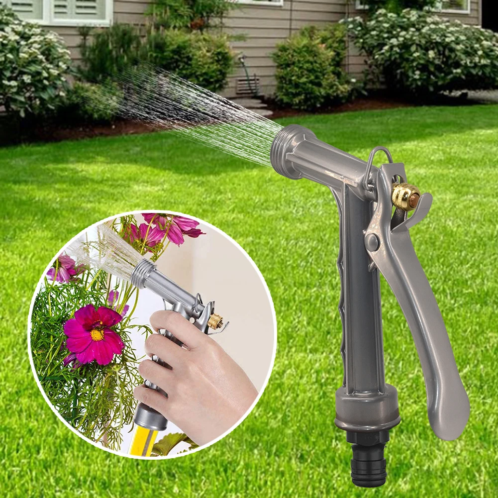 5.5inch Zinc Alloy Adjustable Hose Nozzle with Threaded Front Grip Hose Sprinkler for Watering Plants Washing Car Showering Pet