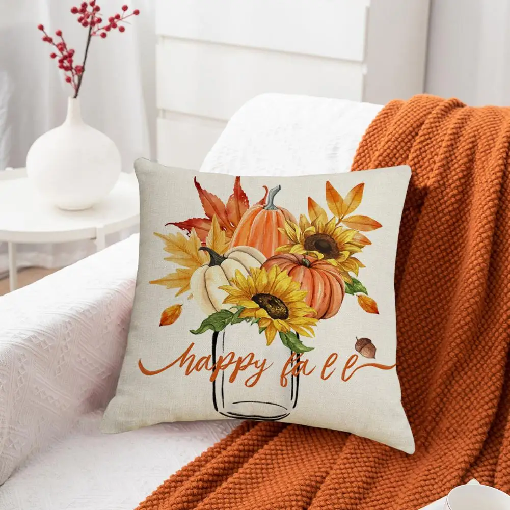 Wrinkle-resistant Pillowcase Autumn Farmhouse Pumpkin Harvest Decorative Throw Pillow Covers for Sofa Couch Wrinkle-resistant