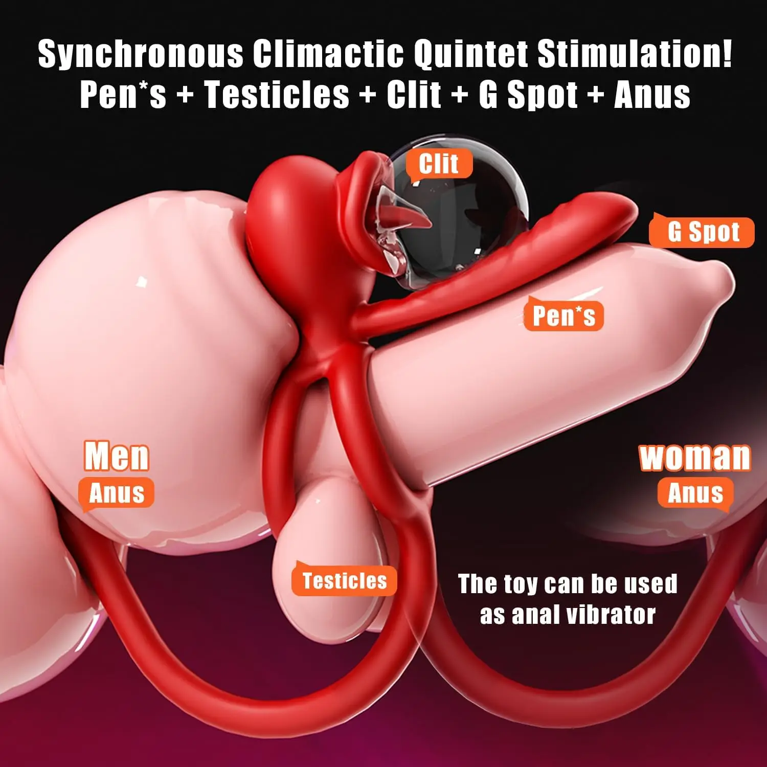 APP Vibrating Cock Ring Sleeve Rose Clitoral Vibrators Tongue Clit Stimulator Anal Plug Prostate Massager Sex Toys for Men Wome view 3