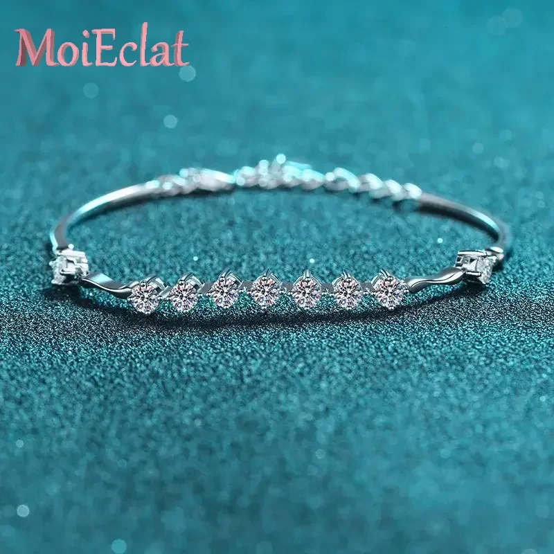 

Luxury 1.35 Carat All Moissanite Platinum Pt950 Bracelet for Women, Fashion Quality Jewelry Party Brilliant Halo Bracelet