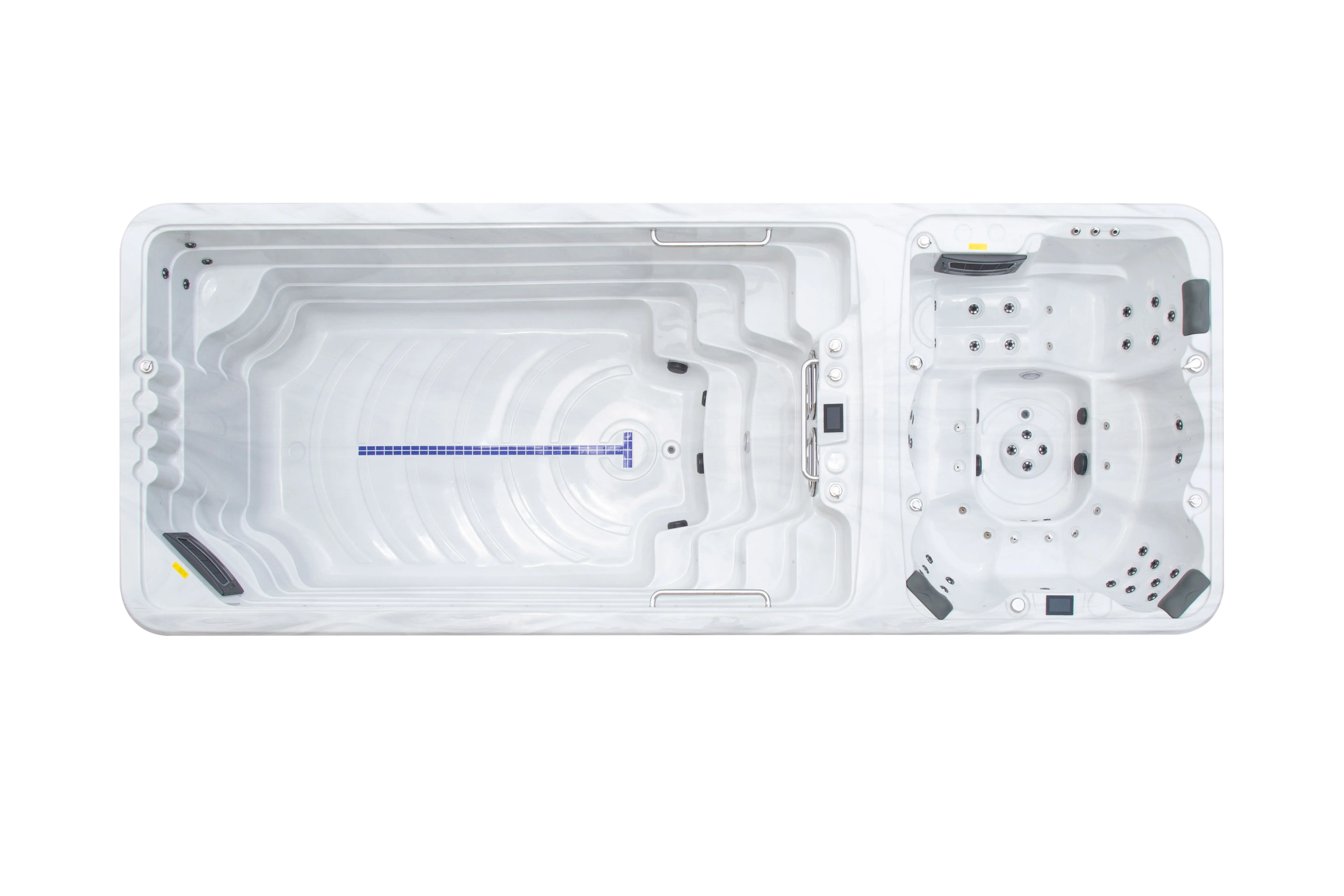 Dual Zone oberirdisches 6-Personen-Schwimmbad, Whirlpool, rechteckig, endloser Pool mit Massagefunktion für den Einsatz in Hotelvillen im Innen- und Außenbereich