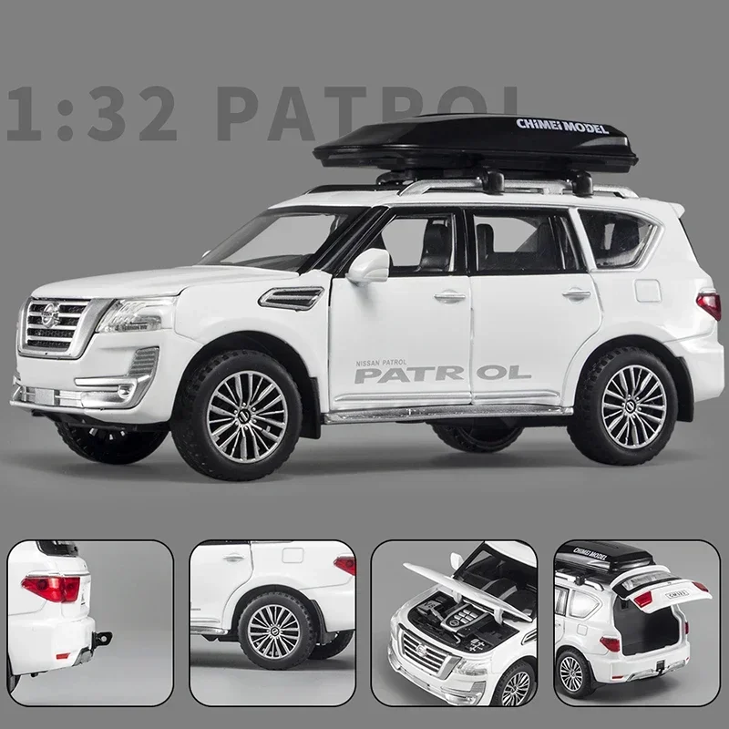 1:32 Nissan Patrol X-TRAIL SUV Alloy Car Model Diecast Metal Toy Off-road Vehicles Model Simulation  Sound and Light Kids Gift