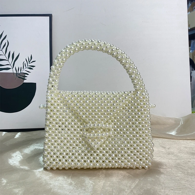 Luxury Designer Crafts Handmade Women's Bags New Retro High-end Pearl Bead Handbag Customized Dinner Tote Clutches Fashion Bag