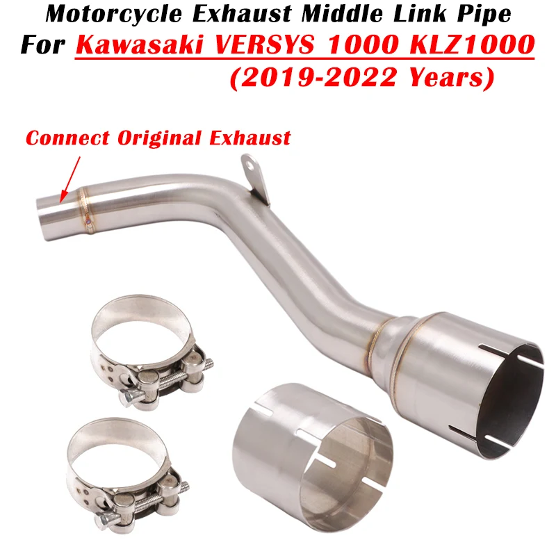 For Kawasaki VERSYS 1000 KLZ1000 2019 2020 2021 2022 Motorcycle Exhaust Escape Modify Middle Link Pipe Connect Original Exhaust